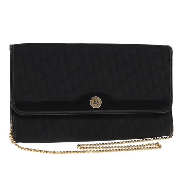 DIOR Trotter Canvas Chain Shoulder Bag Black - Picture 1 of 16